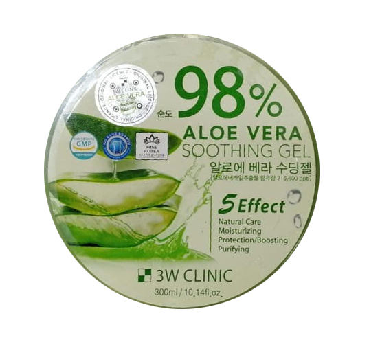 3W Clinic Aloe Vere Soothing Gel (Purity 98%) Гель универсальный увлажняющий с алоэ вера, 300г