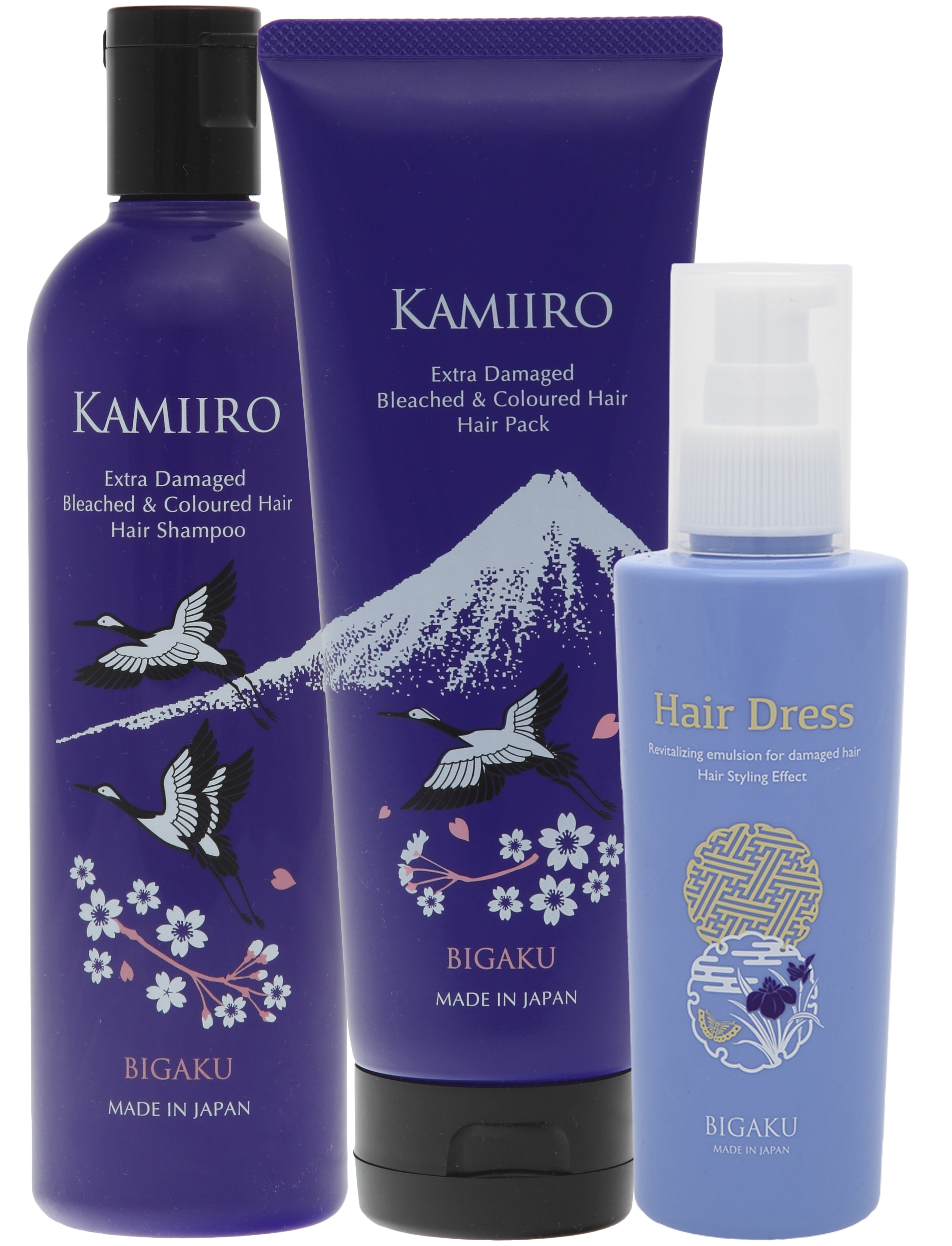 Kamiiro Extra Damaged набор шампунь, маска для окрашенных волос и Hair Dress, 330мл + 250г+150г