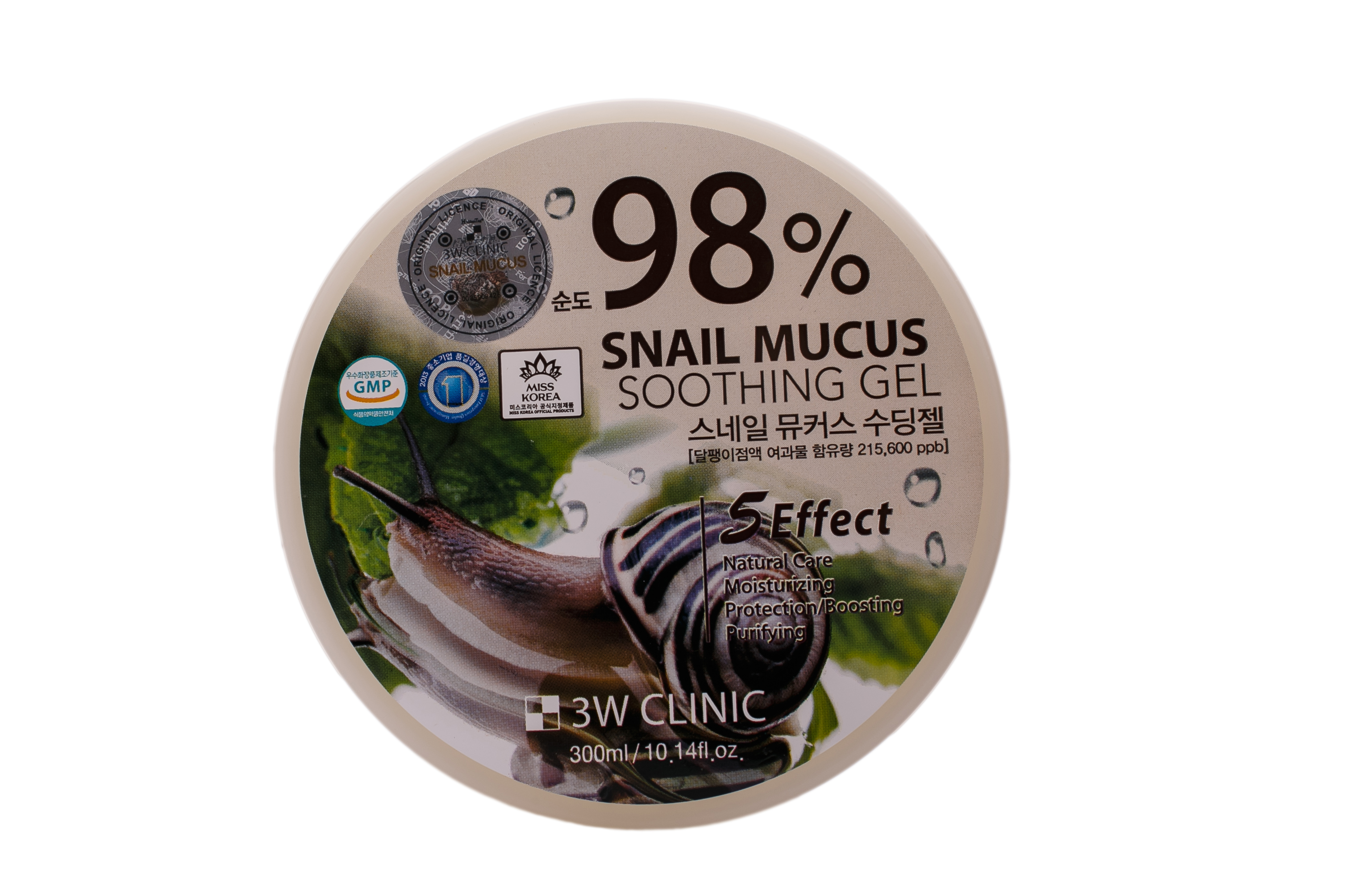 3W Clinic Snail Soothing Gel (purity 98%) Гель увлажняющий и регенерирующий с муцином улитки, 300г