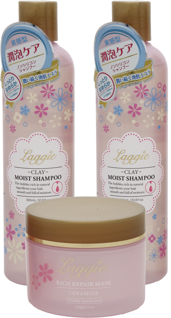 Laggie Clay Moist набор из 3 средств для восстановления и увлажения окрашенных волос, 300+300+180мл