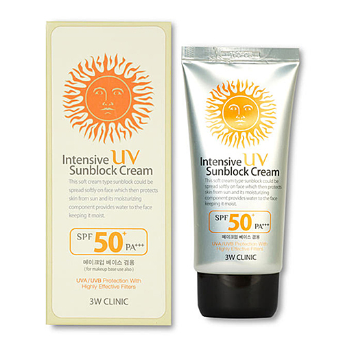 3W Clinic Intensive UV sun block cream Крем для лица солнцезащитный SPF50+/PA++, 70мл