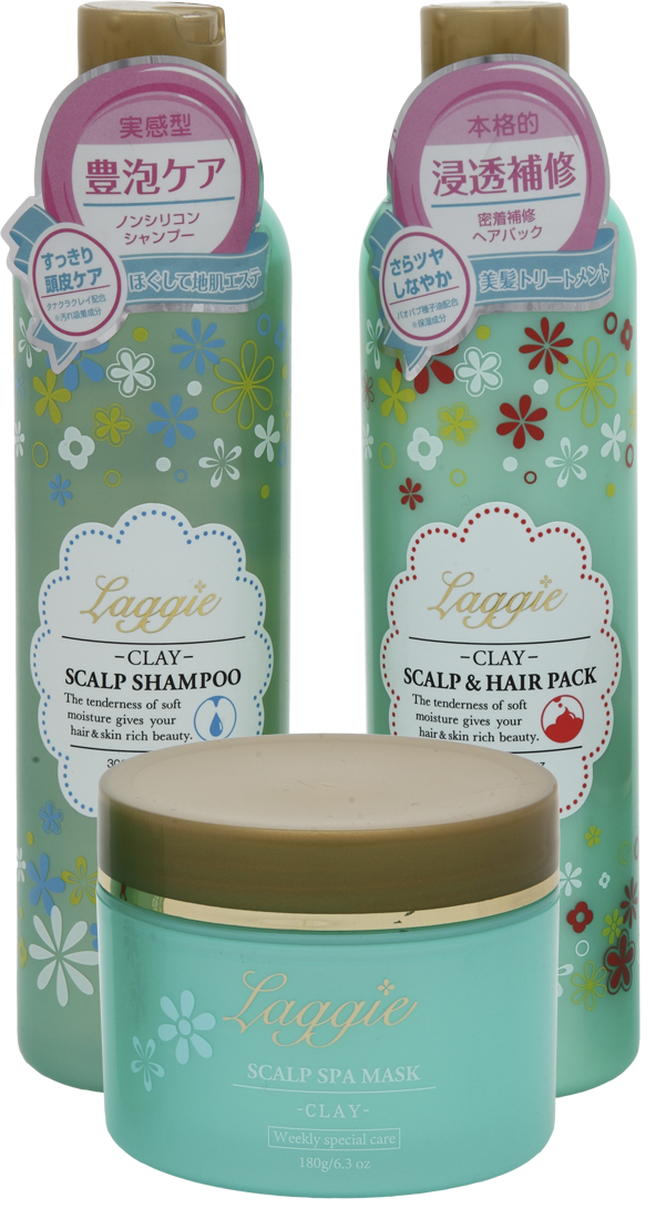 Laggie Clay Scalp набор из 3 средств для стимуляции роста волос, против выпадения, 300+300+180мл