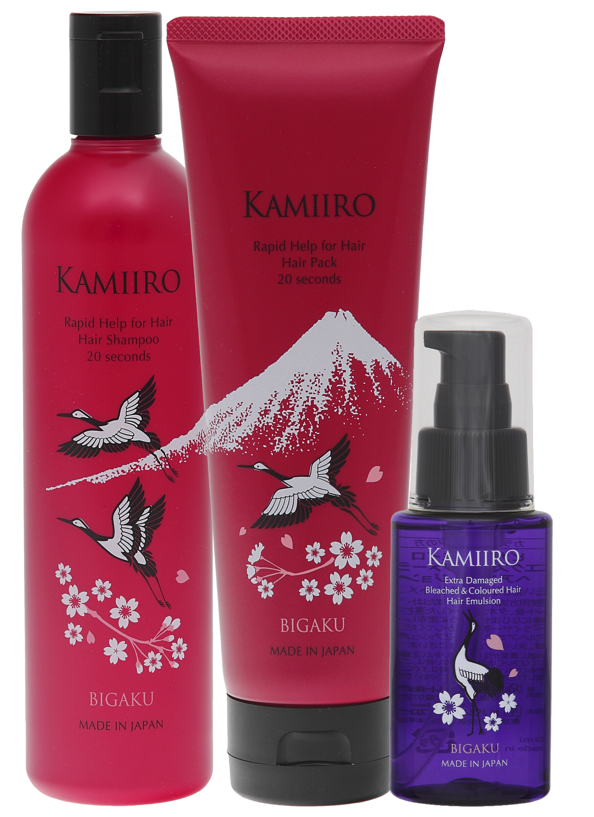 Kamiiro Rapid Help For Hair набор шампунь, маска и эмульсия для восстановления 330мл+250г+60мл