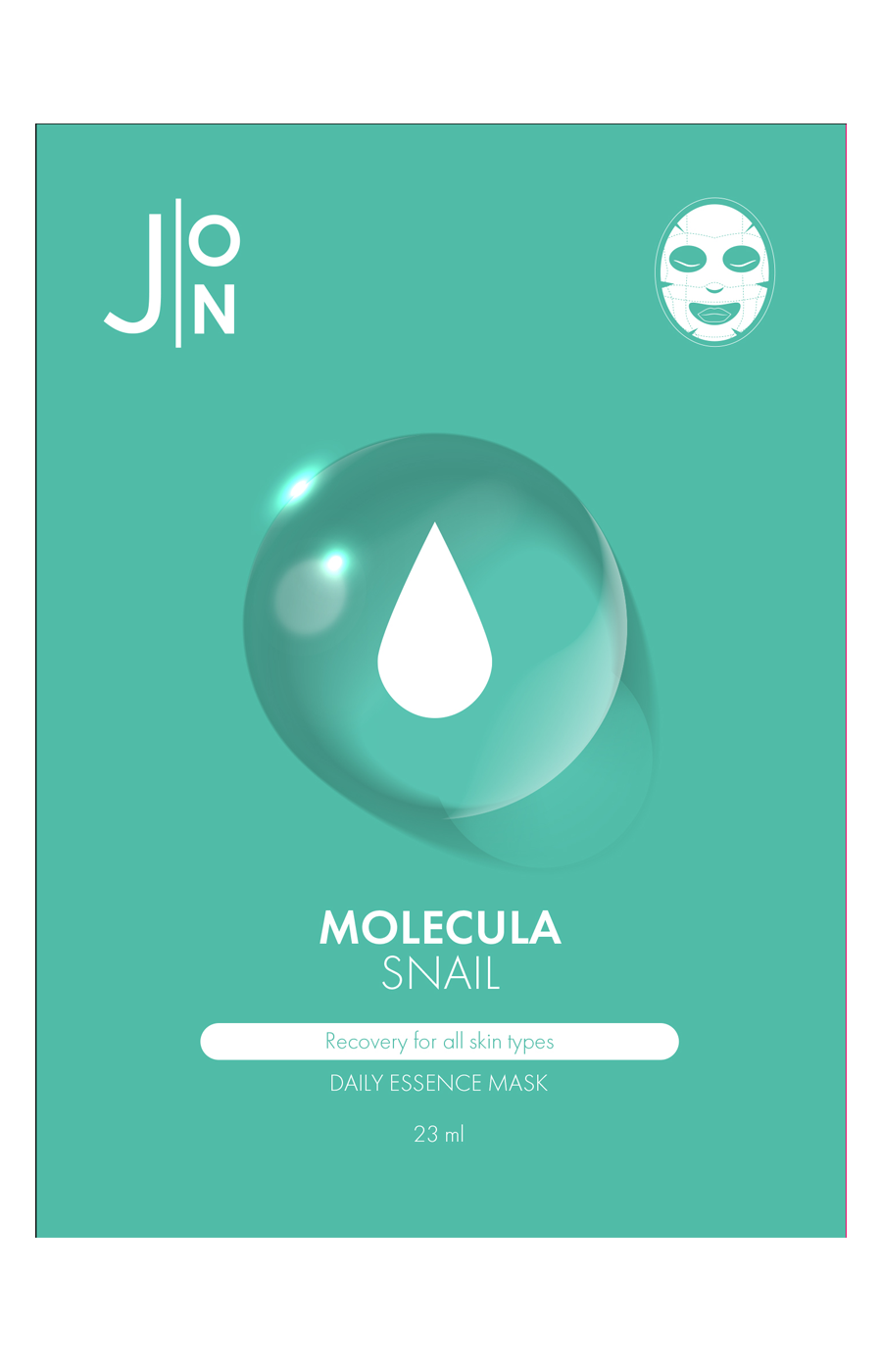 J:ON Molecula Snail Daily Essence Mask тканевая маска для лица улиточный муцин, 23мл 