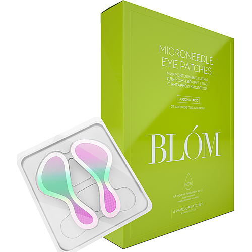 Blom Microneedle patches for black eyes Патчи микроигольные от синяков с янтарной кислотой, 4 пары