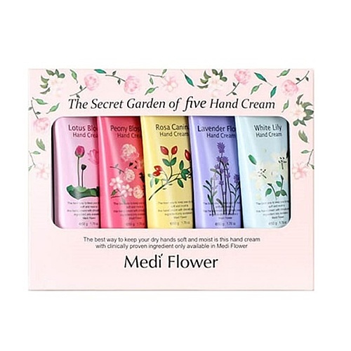MediFlower The secret garden of five hand cream Набор кремов для рук "цветочный сад", 5*50